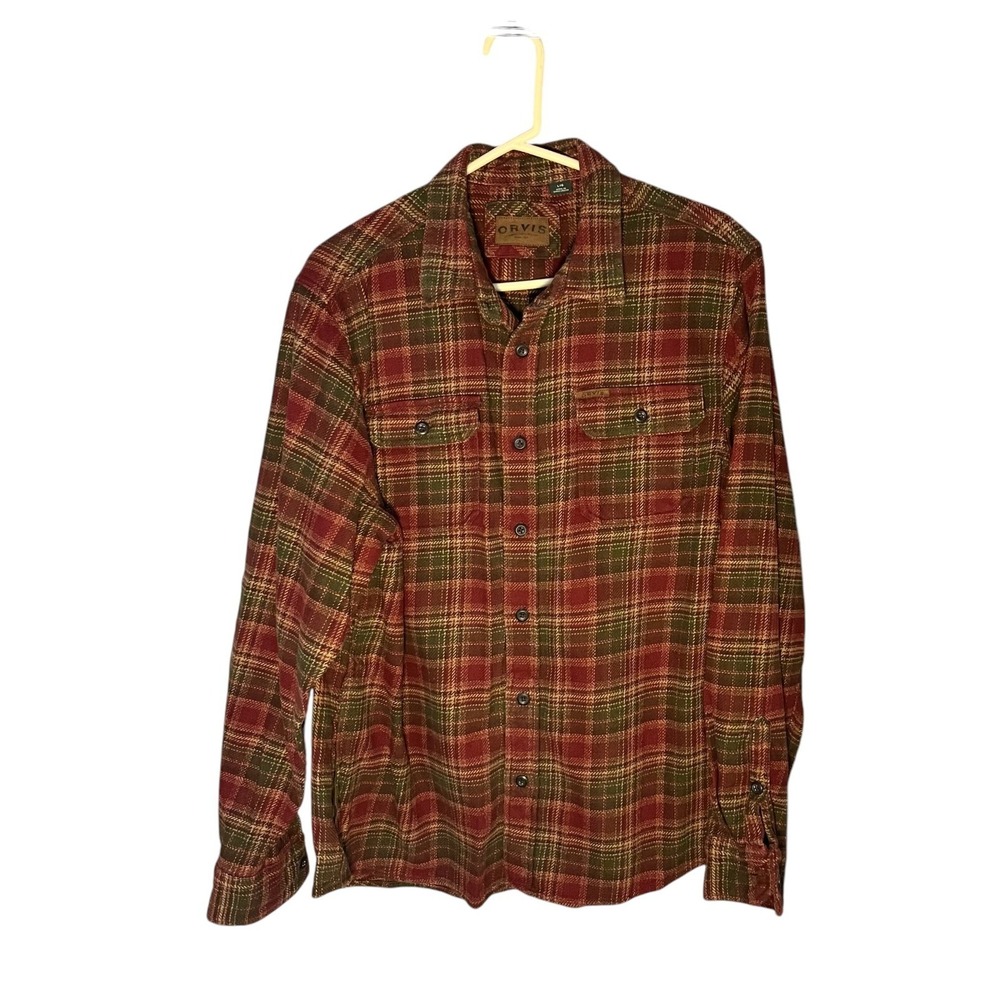 Orvis Men's Long Sleeve Button Up Heavy Flannel Shirt Shacket L